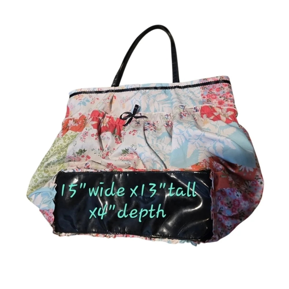 Saks Fifth Avenue Multicolor Patchwork Tote Bag Purse Upcycle Original - Picture 11 of 11